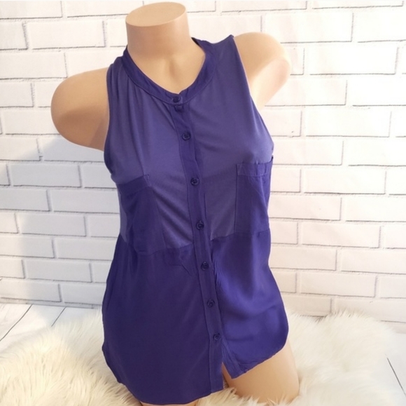 Splendid purple sleeveless button down top - Picture 3 of 5